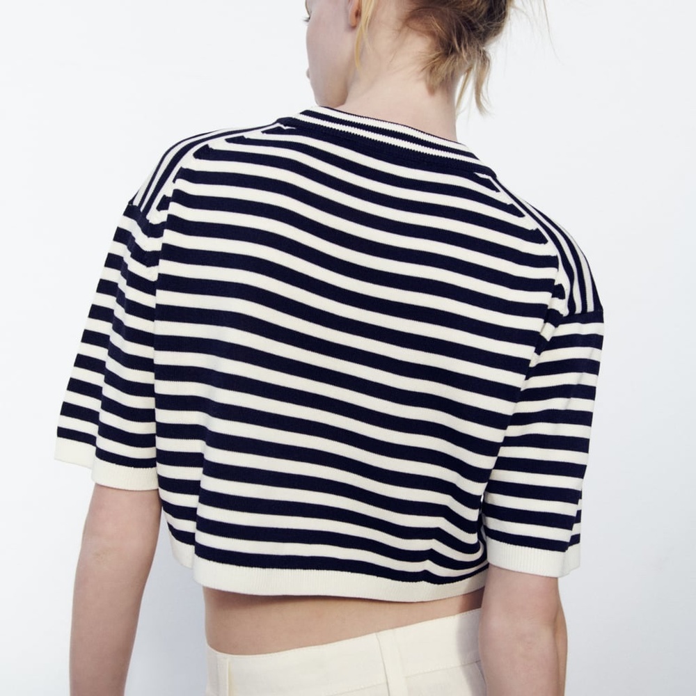 Zara OVERSIZED KNIT CROP TOP